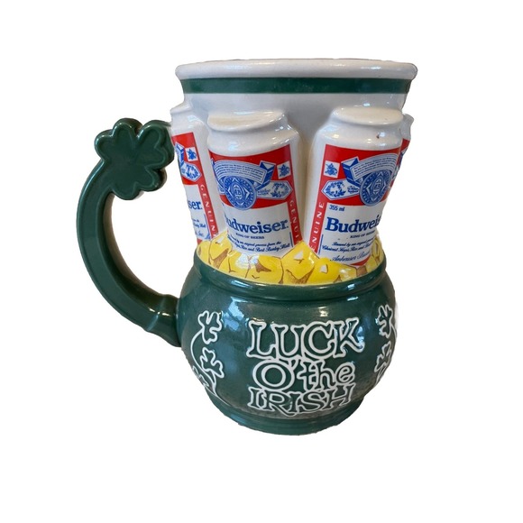 Budweiser Luck O' The Irish Stein Ceramic Made by Ceramarte 1993‎ Brazil - Picture 4 of 9